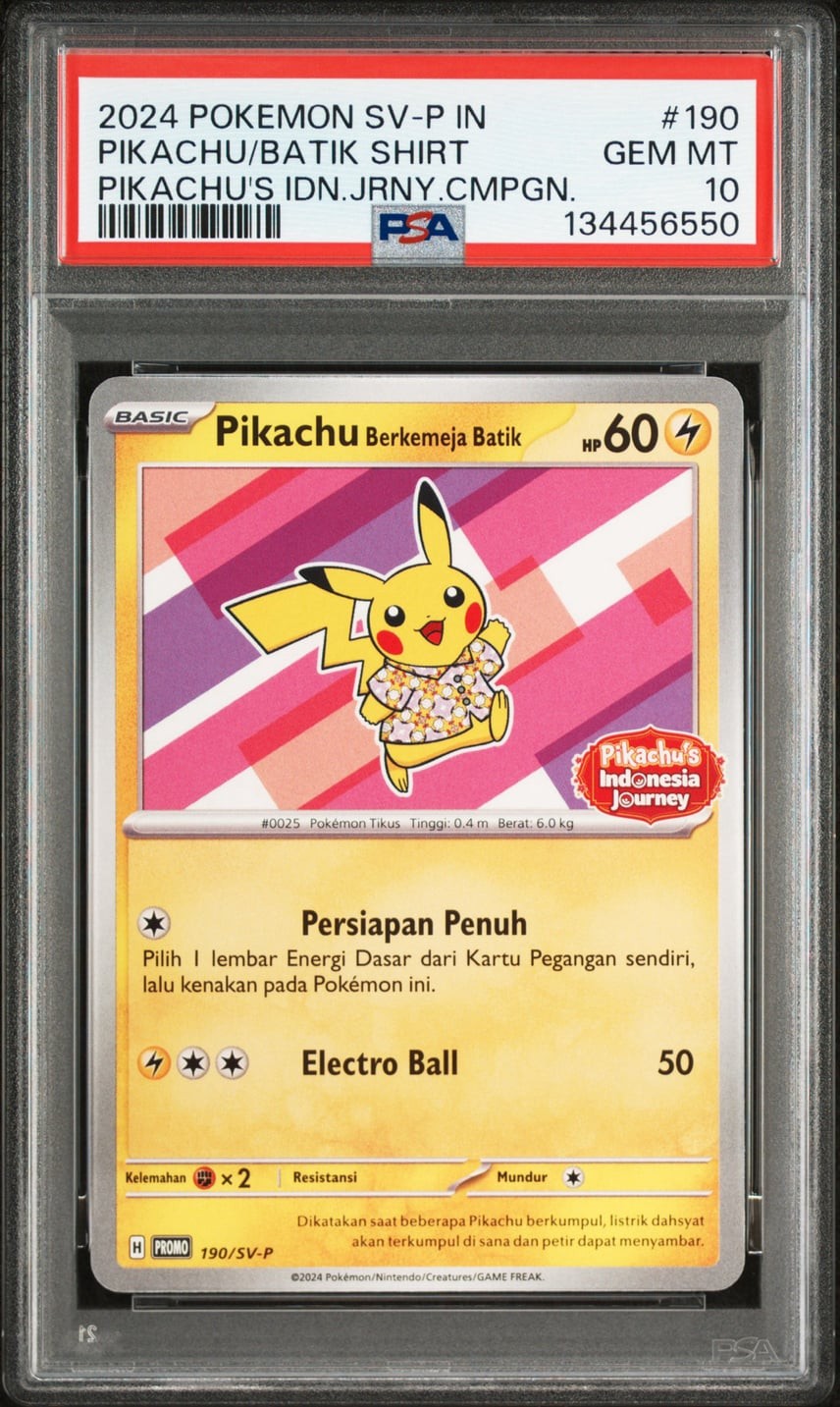 2024 Pokemon Indonesian SV-P Promo Pikachu in Batik Shirt Pikachu's Indonesia Journey Campaign 190