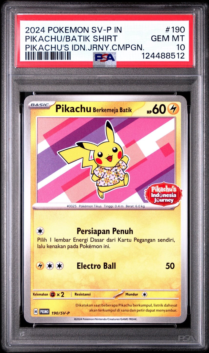 2024 Pokemon Indonesian SV-P Promo Pikachu in Batik Shirt Pikachu's Indonesia Journey Campaign 190
