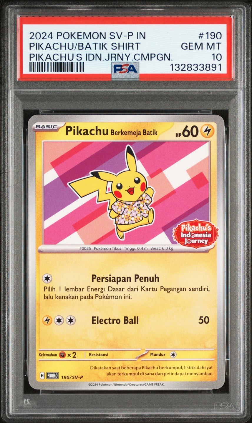 2024 Pokemon Indonesian SV-P Promo Pikachu in Batik Shirt Pikachu's Indonesia Journey Campaign 190