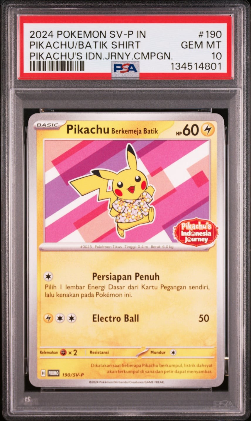 2024 Pokemon Indonesian SV-P Promo Pikachu in Batik Shirt Pikachu's Indonesia Journey Campaign 190