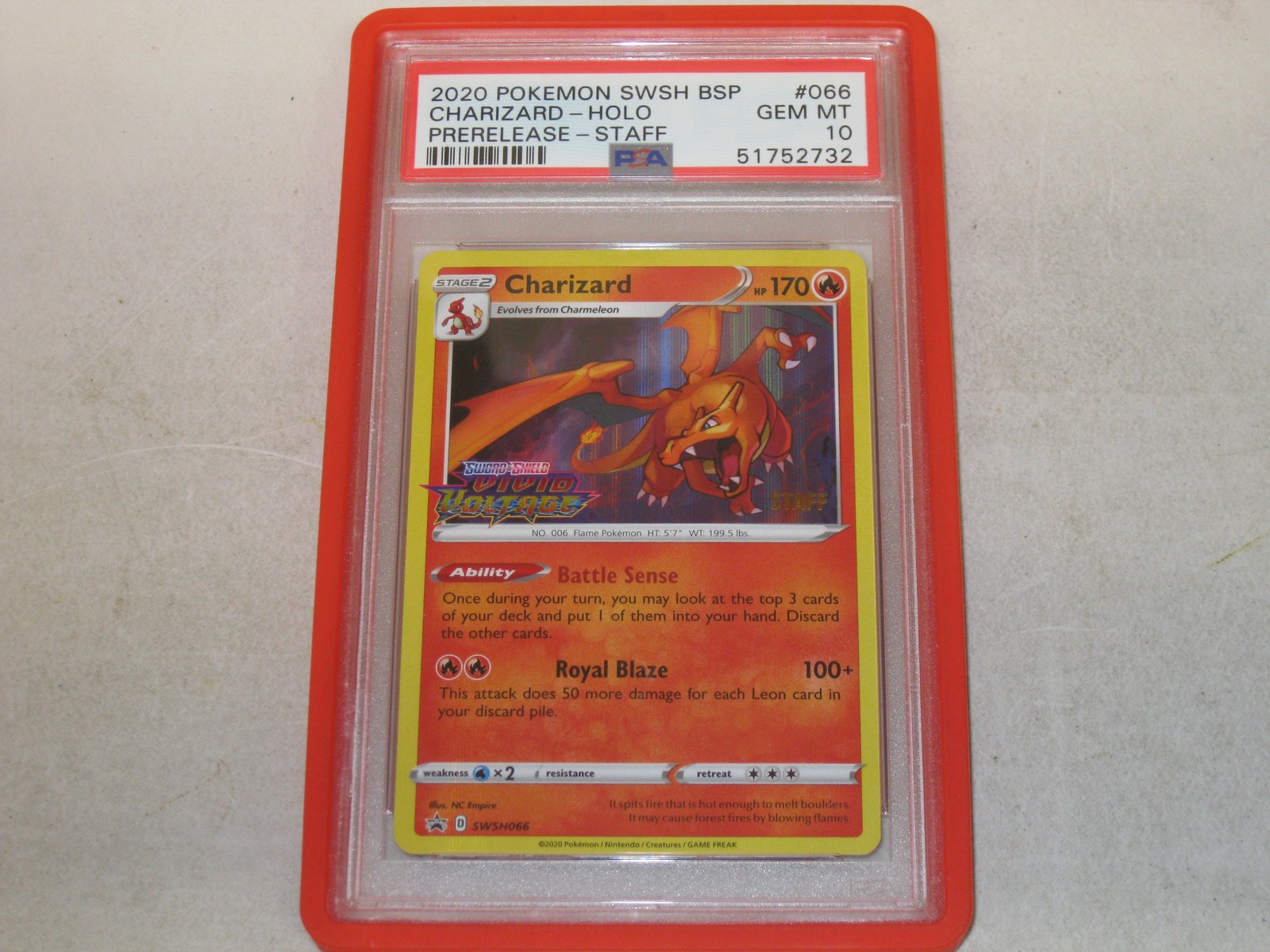 2020 Pokemon Swsh Black Star Promo Charizard-Holo Prerelease-Staff 066