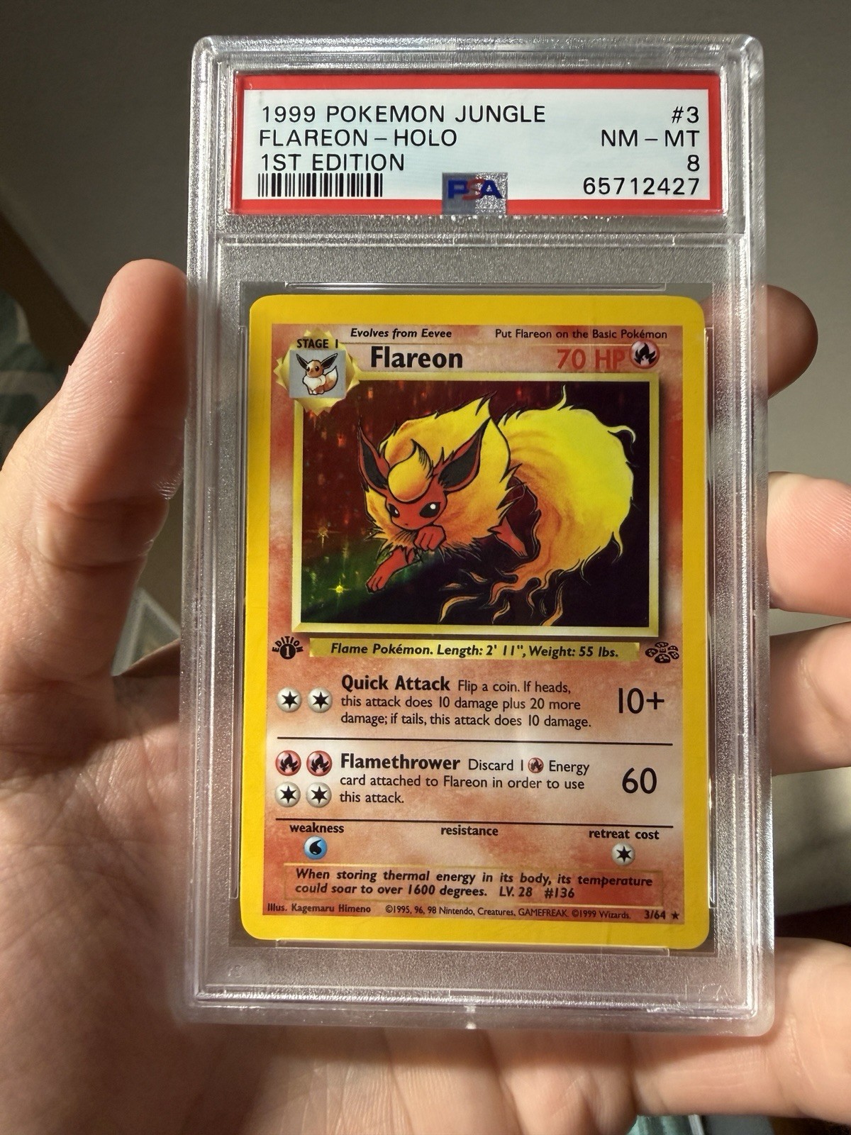 1999 Pokemon Jungle Flareon-Holo 1st Edition 3