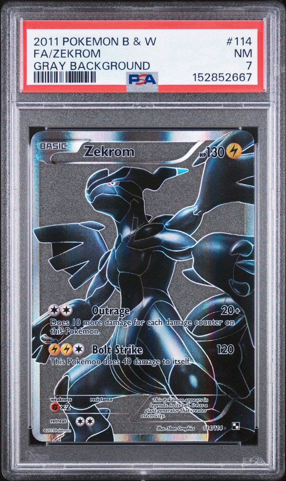 2011 Pokemon Black & White Full Art/Zekrom Gray Background 114
