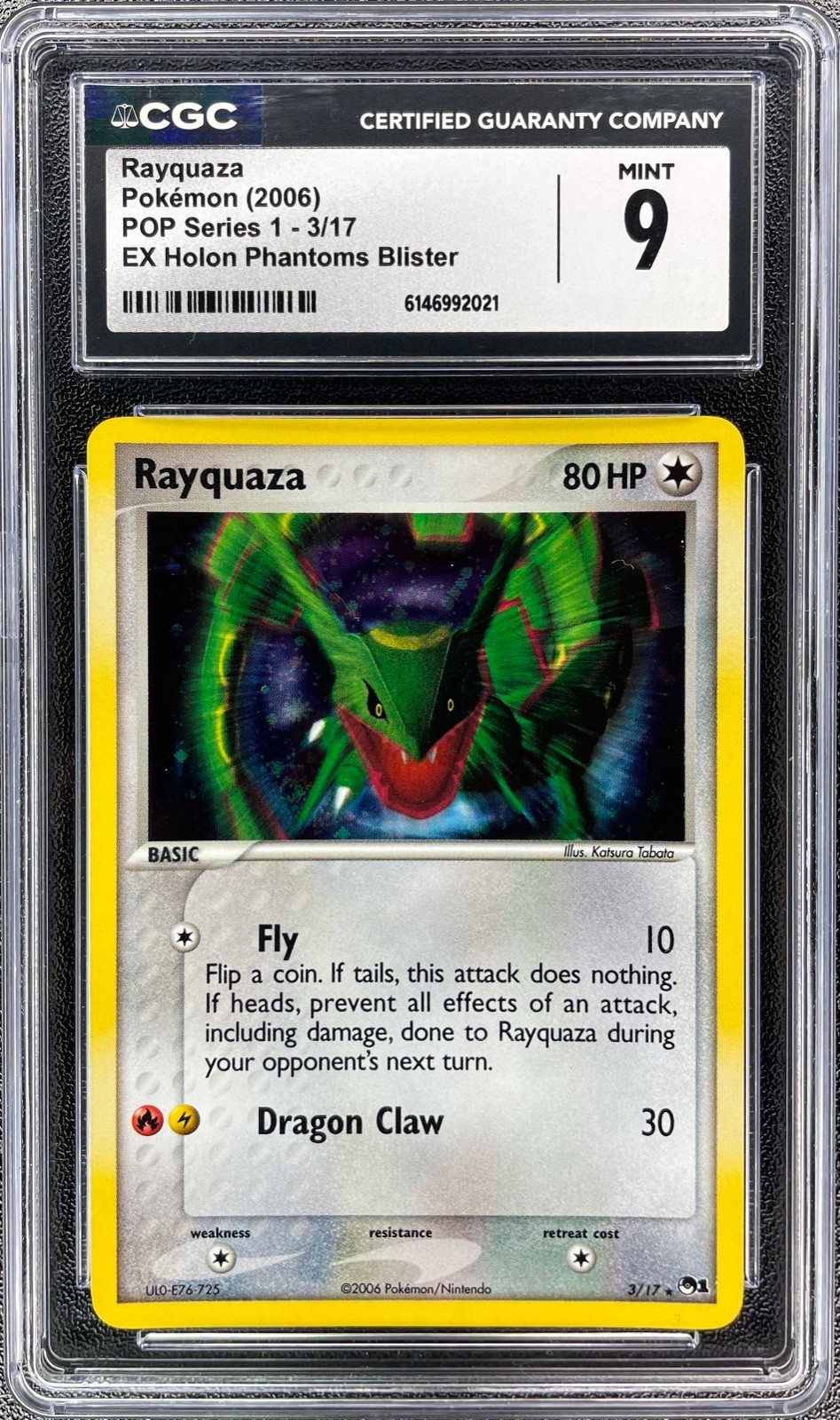 2006 POP Series 1 - English Rayquaza EX Holon Phantoms Blister (Cosmos Holo) 3/17