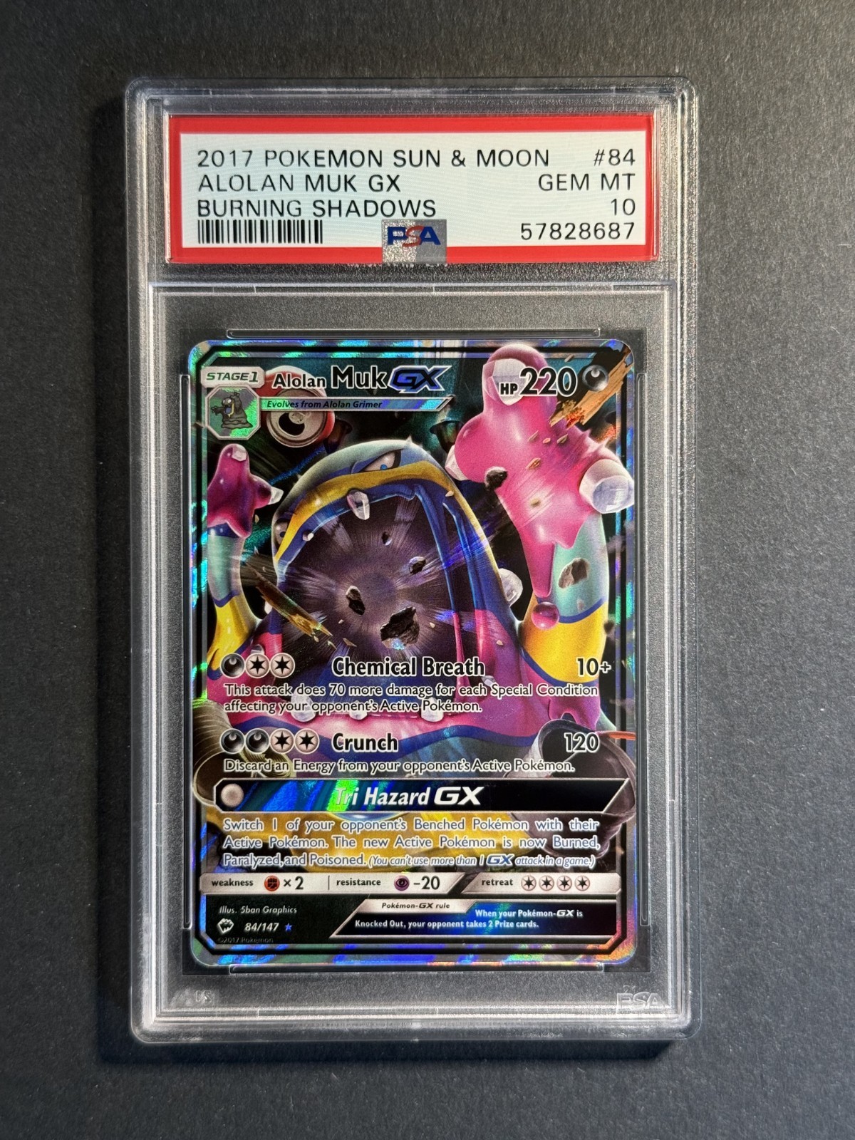 2017 Pokemon Sun & Moon Burning Shadows Alolan Muk GX 84