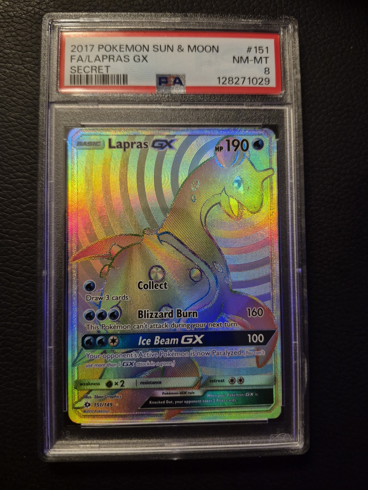 2017 Pokemon Sun & Moon Full Art/Lapras GX Secret 151