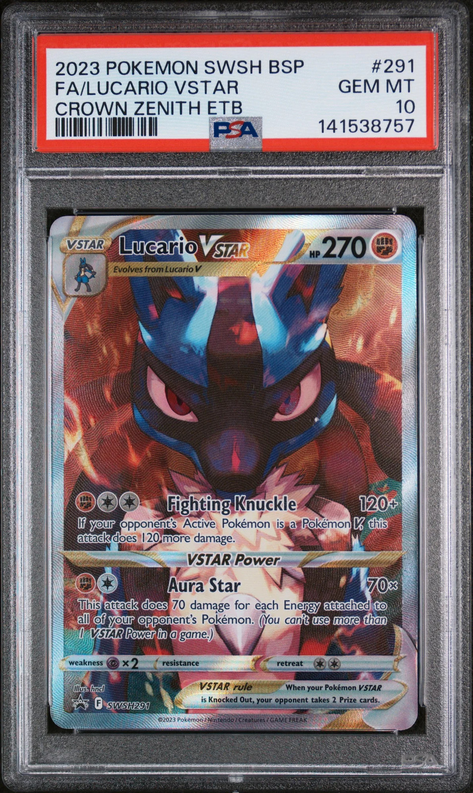 2023 Pokemon Swsh Black Star Promo Full Art/Lucario Vstar Crown Zenith Elite Trainer Box 291