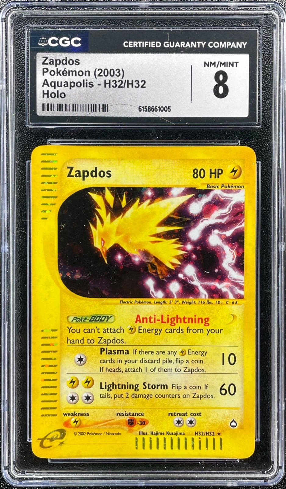2003 Aquapolis - English Zapdos Rare Holo H32/H32