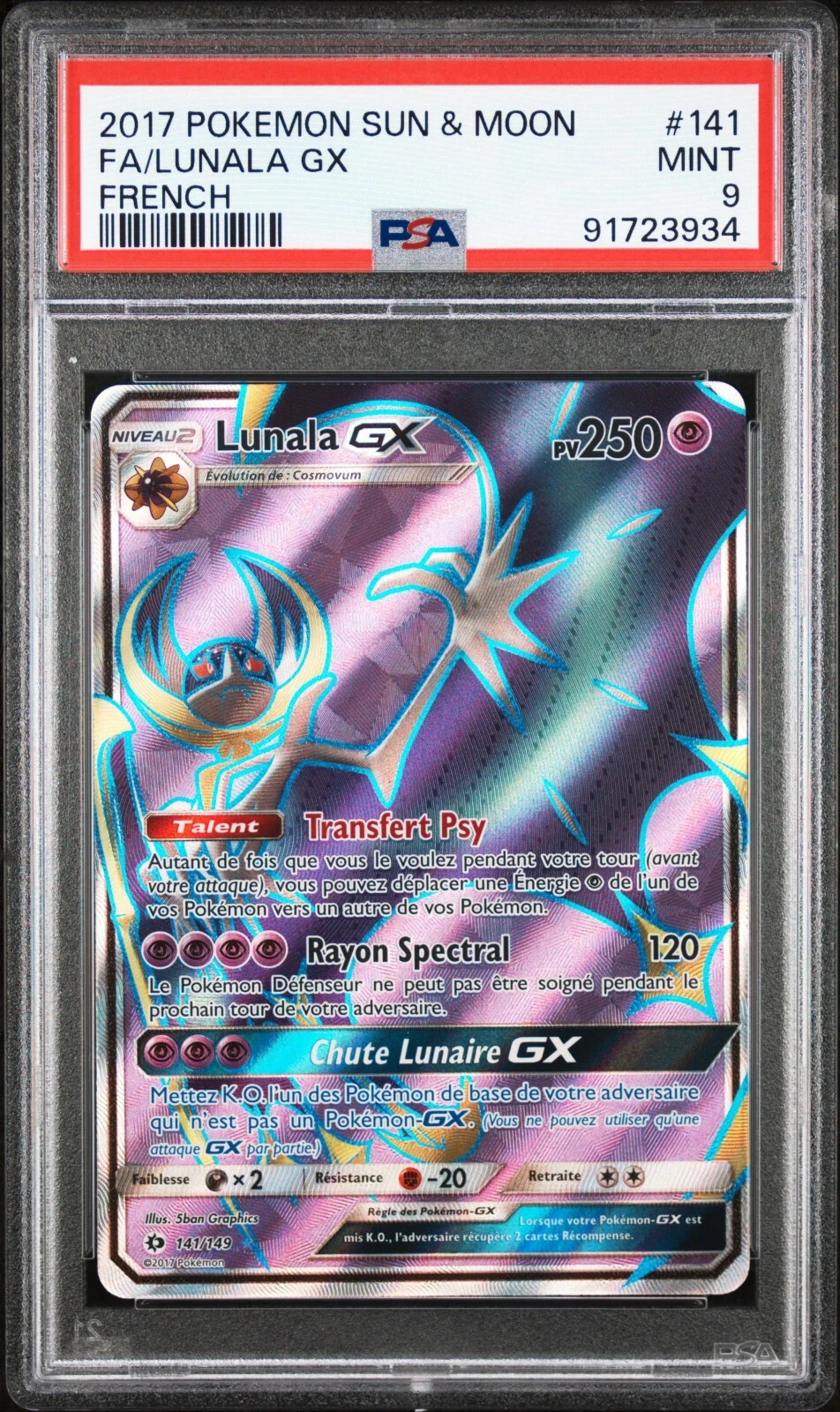 2017 Pokemon Sun & Moon Full Art/Lunala GX French 141
