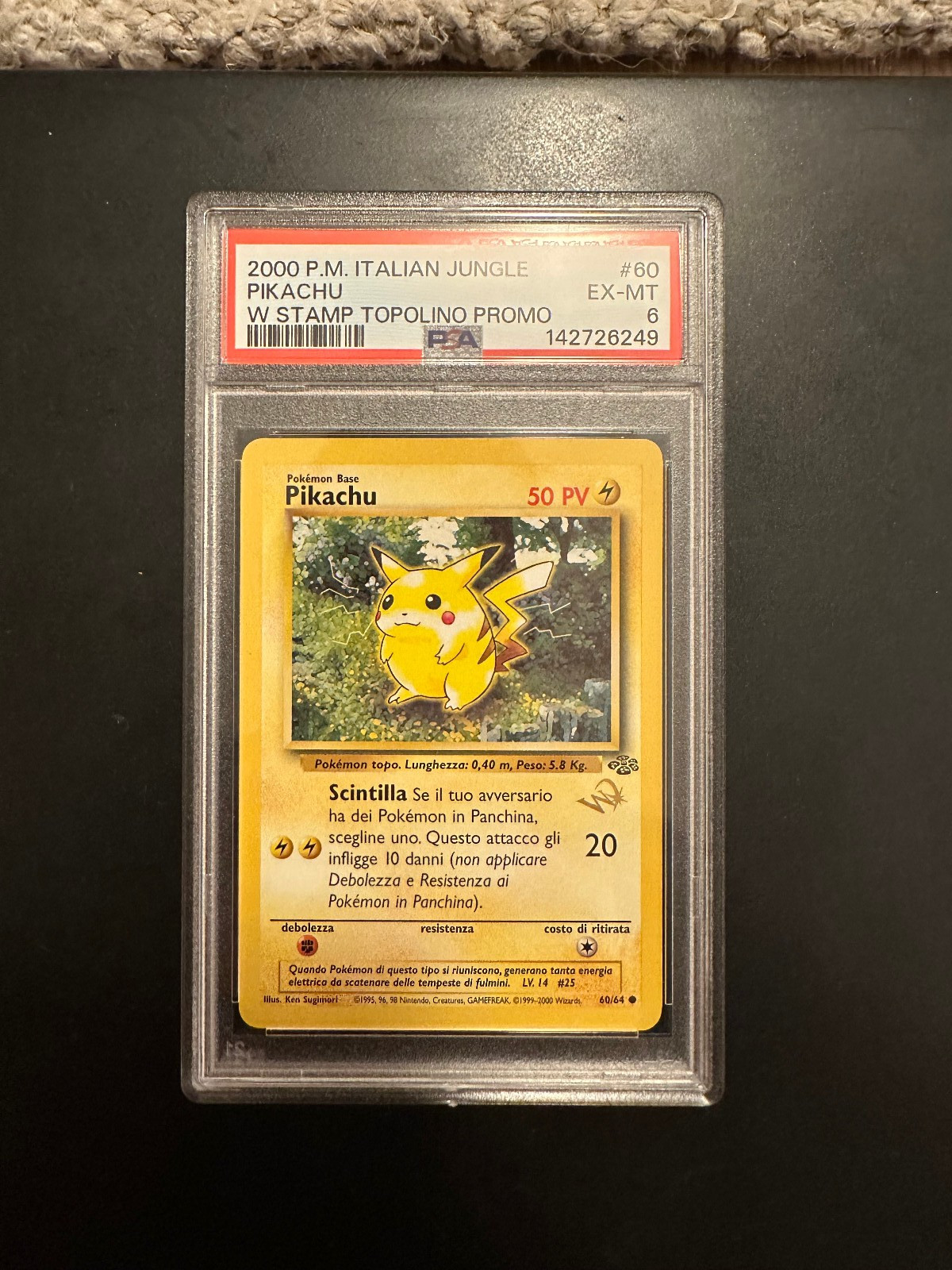2000 Pokemon Italian Jungle Pikachu W Stamp Topolino Promo 60