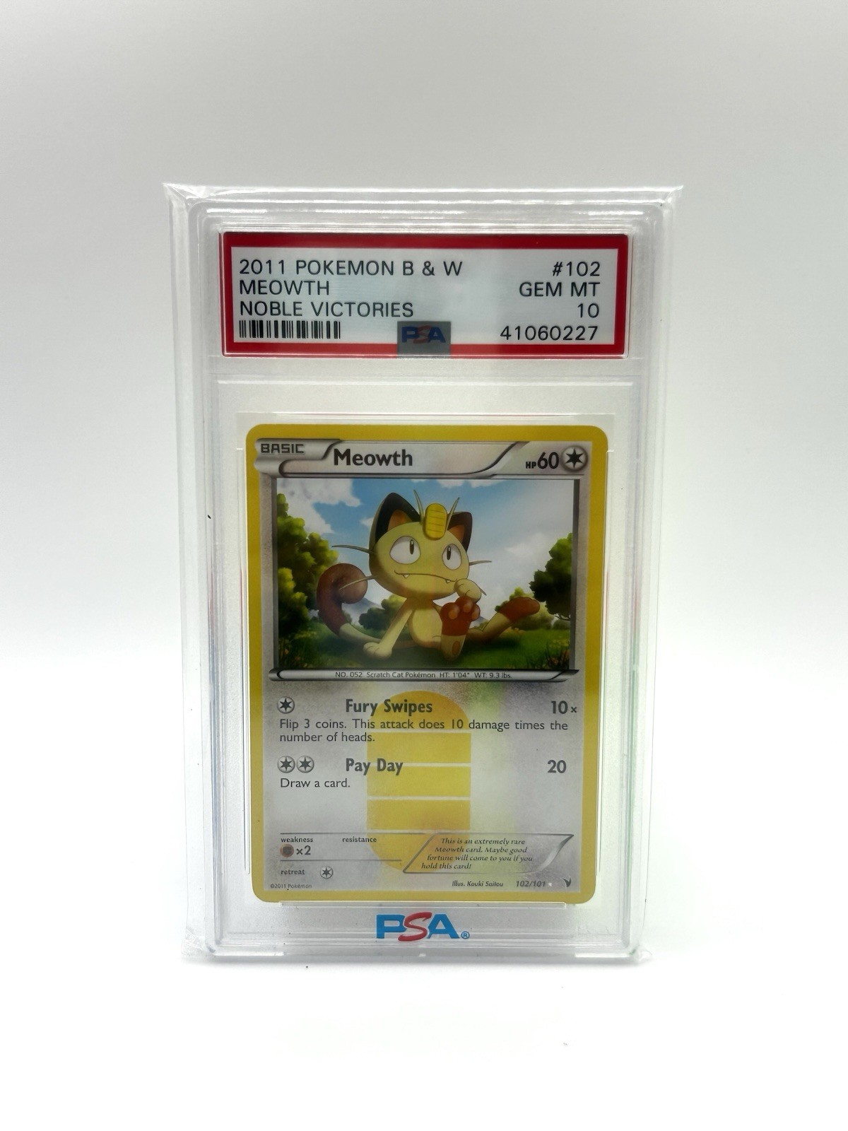 2011 Pokemon Black & White Noble Victories Meowth-Holo 102