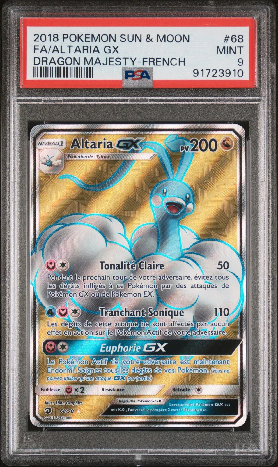2018 Pokemon Sun & Moon Dragon Majesty Full Art/Altaria GX French 68