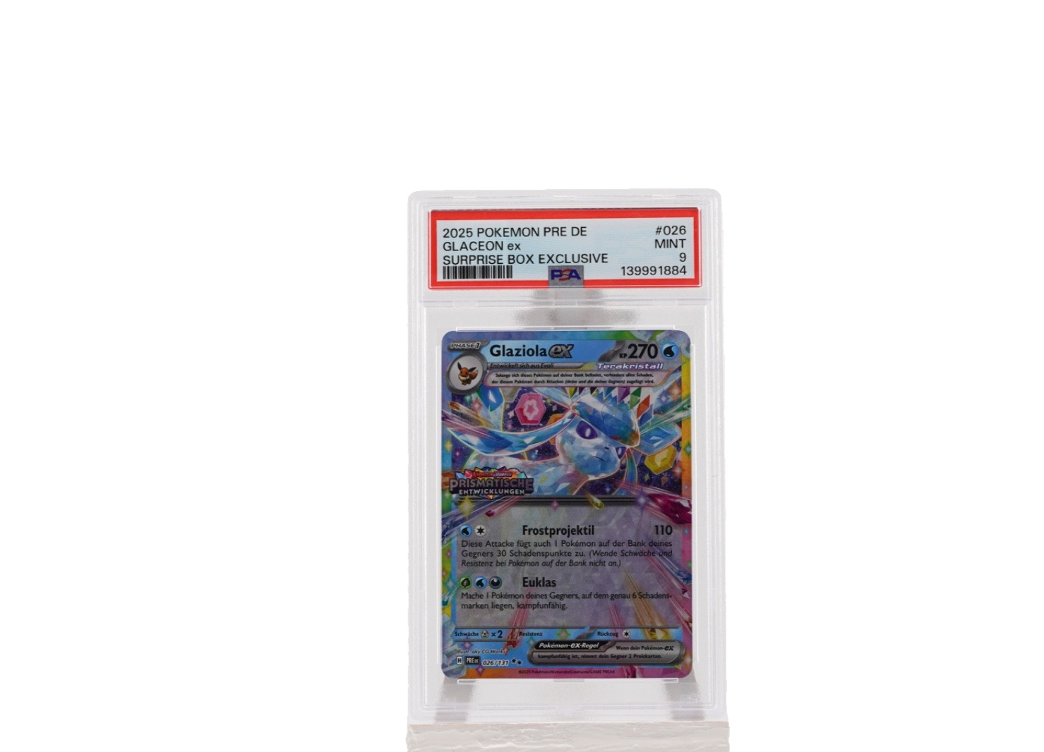 2025 Pokemon German Pre de-Prismatic Evolutions Glaceon EX Surprise Box Exclusive 026