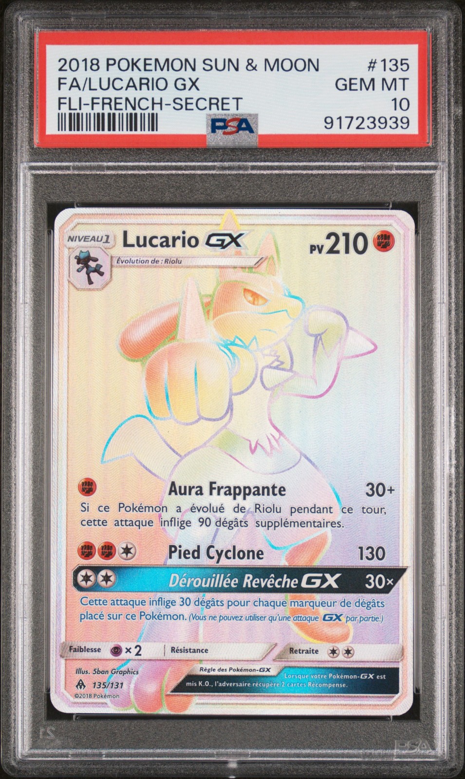 2018 Pokemon Sun & Moon Forbidden Light Full Art/Lucario GX French-Secret 135