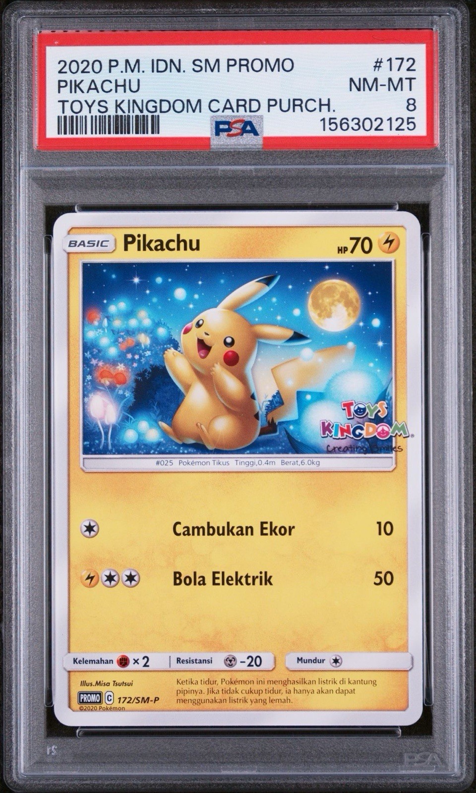 2020 Pokemon Indonesian SM Promo Pikachu Toys Kingdom Card Purchase 172