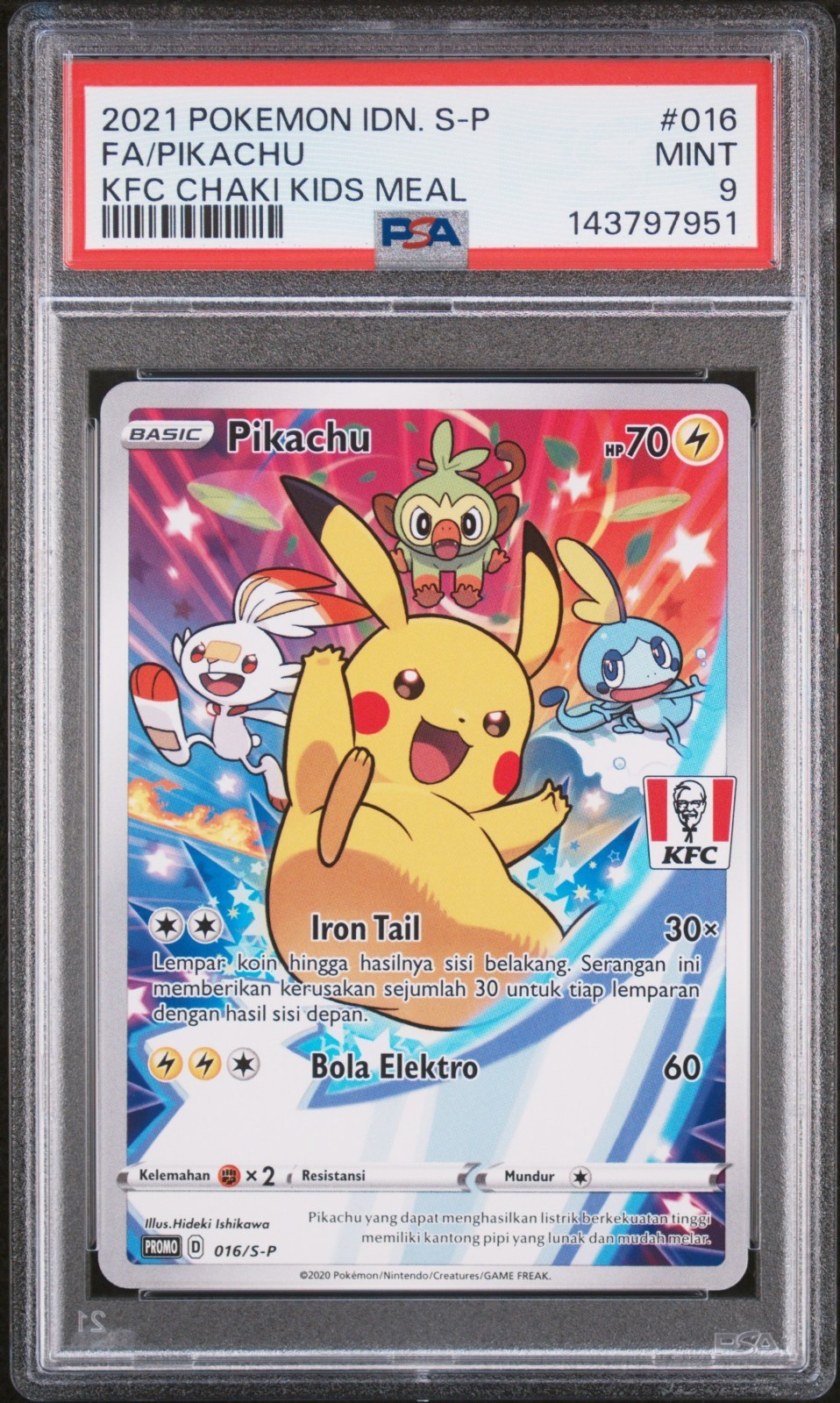2021 Pokemon Indonesian S Promo Full Art/Pikachu Kfc Chaki Kids Meal  016