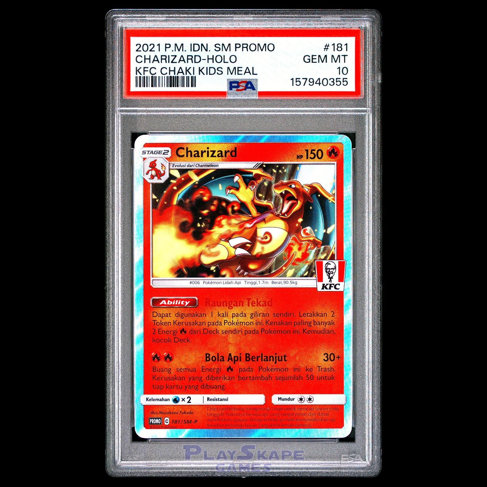 2021 Pokemon Indonesian SM Promo Charizard-Holo Kfc Chaki Kids Meal 181