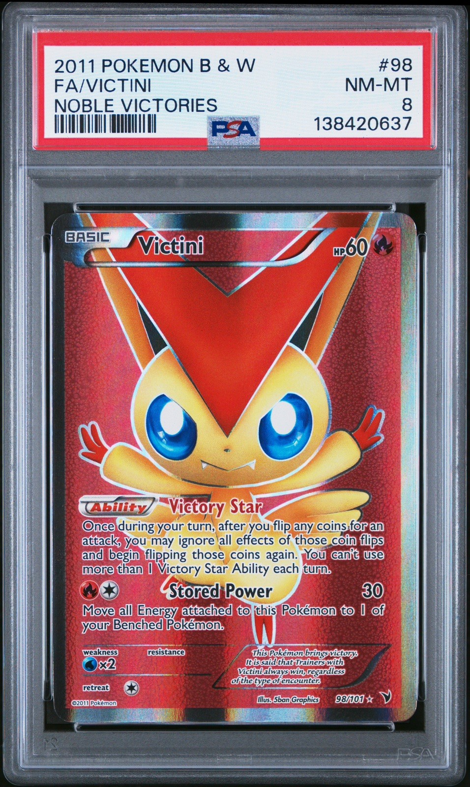 2011 Pokemon Black & White Noble Victories Full Art/Victini 98