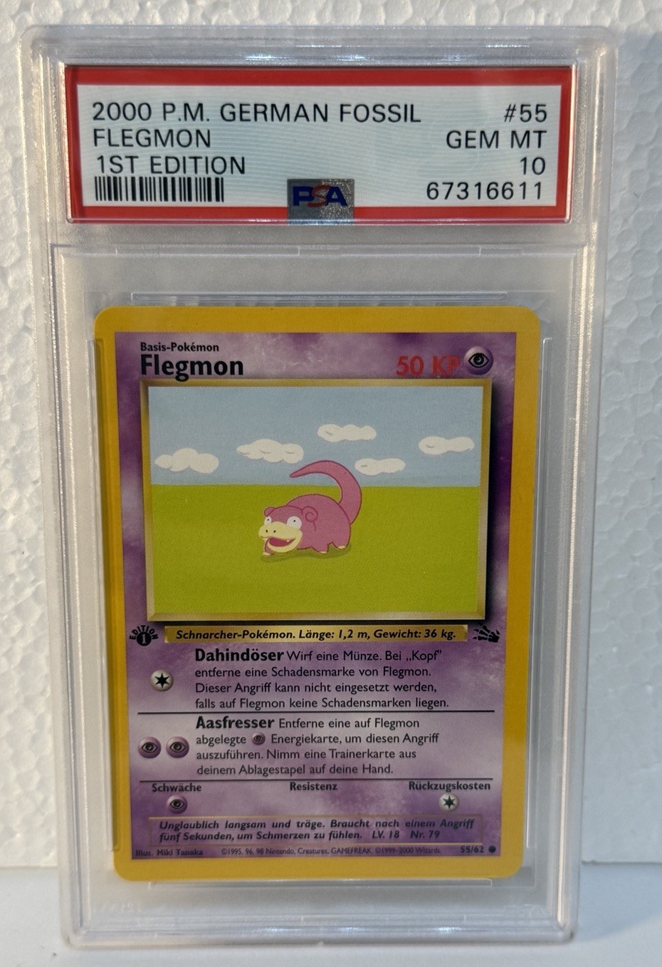 2000 Pokemon German Fossil Flegmon 1st Edition 55
