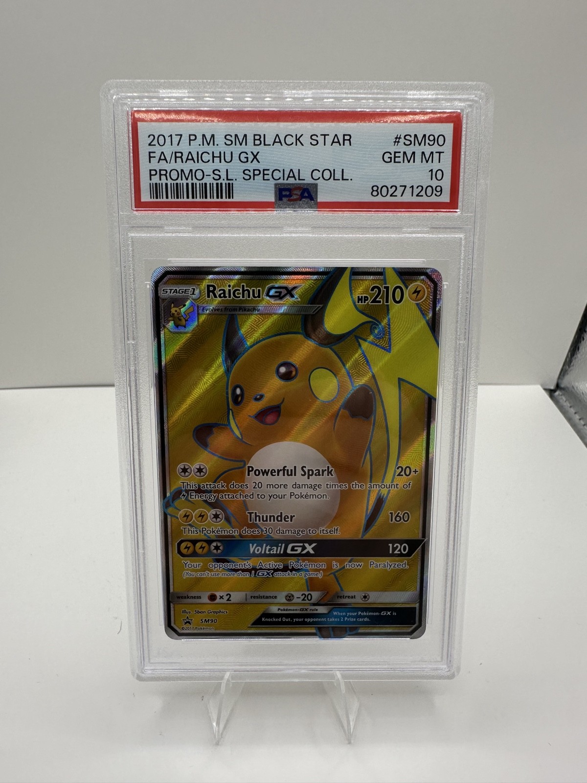 2017 Pokemon SM Black Star Promo Full Art/Raichu GX Shining Legends Special Collection SM90
