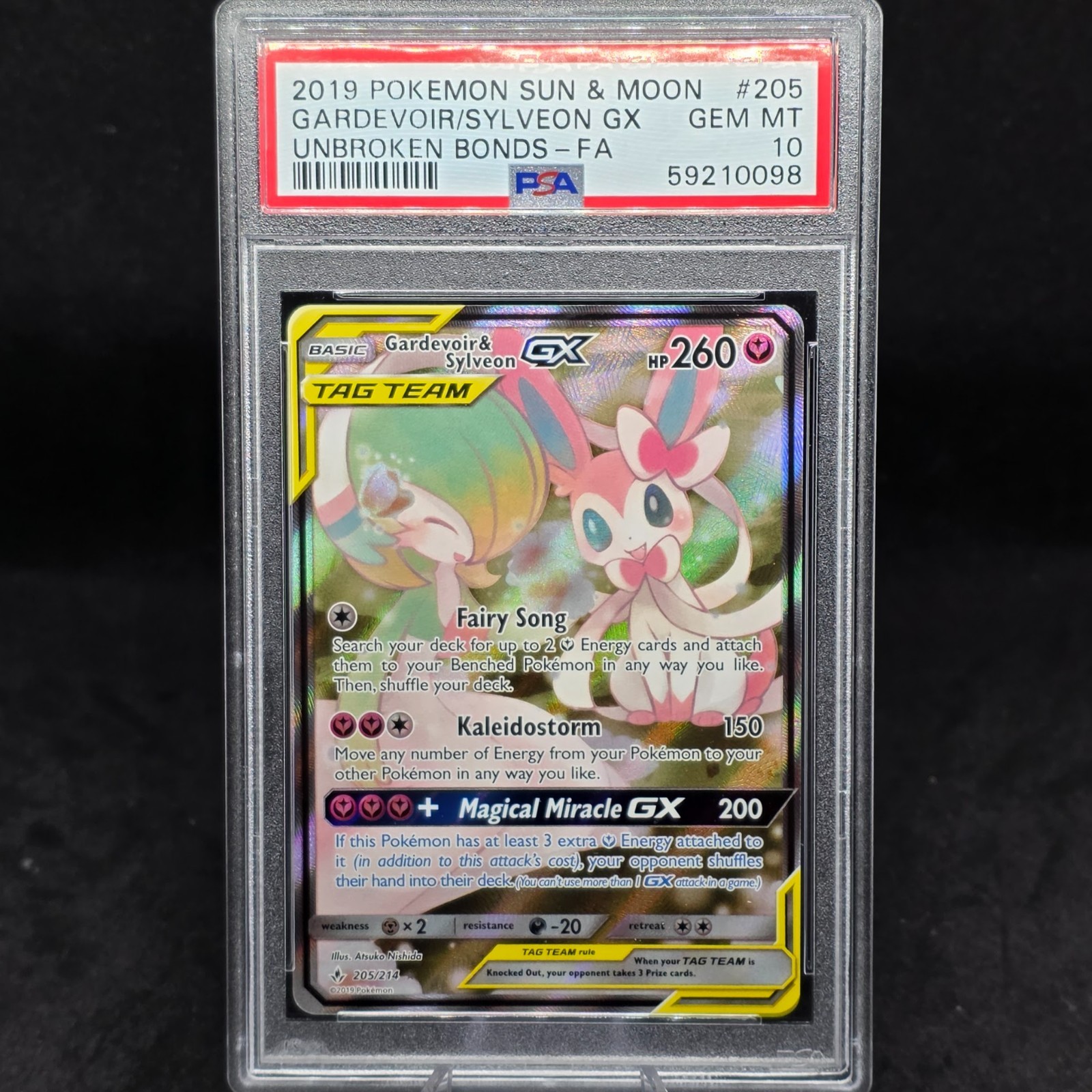 2019 Pokemon Sun & Moon Unbroken Bonds Full Art/Gardevoir & Sylveon GX 205
