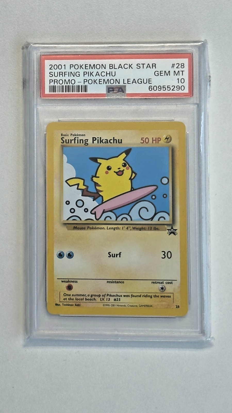 2001 Pokemon Promo Black Star Surfing Pikachu Pokemon League 28