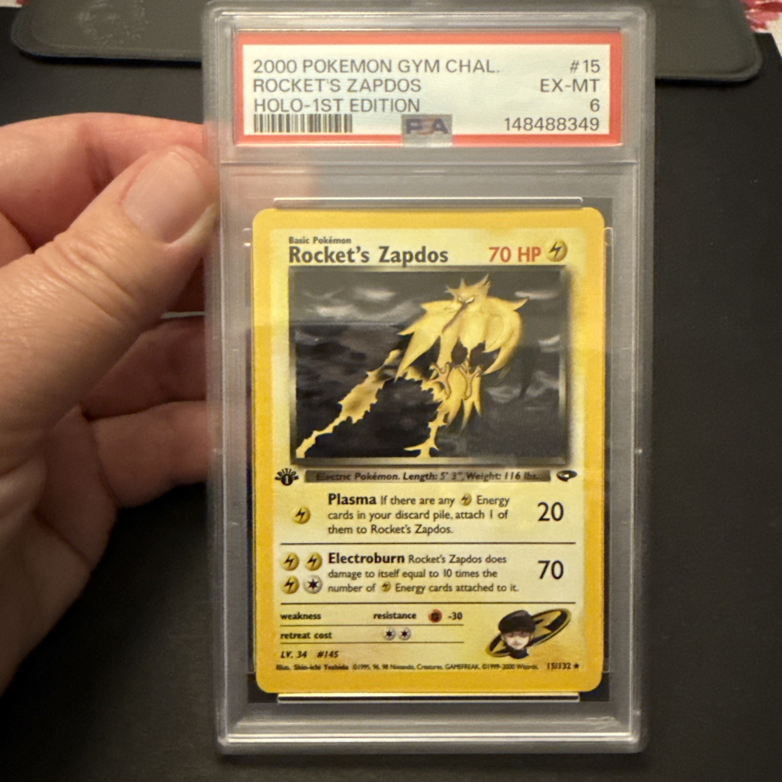 2000 Pokemon Gym Challenge Rocket's Zapdos Holo-1st Edition 15