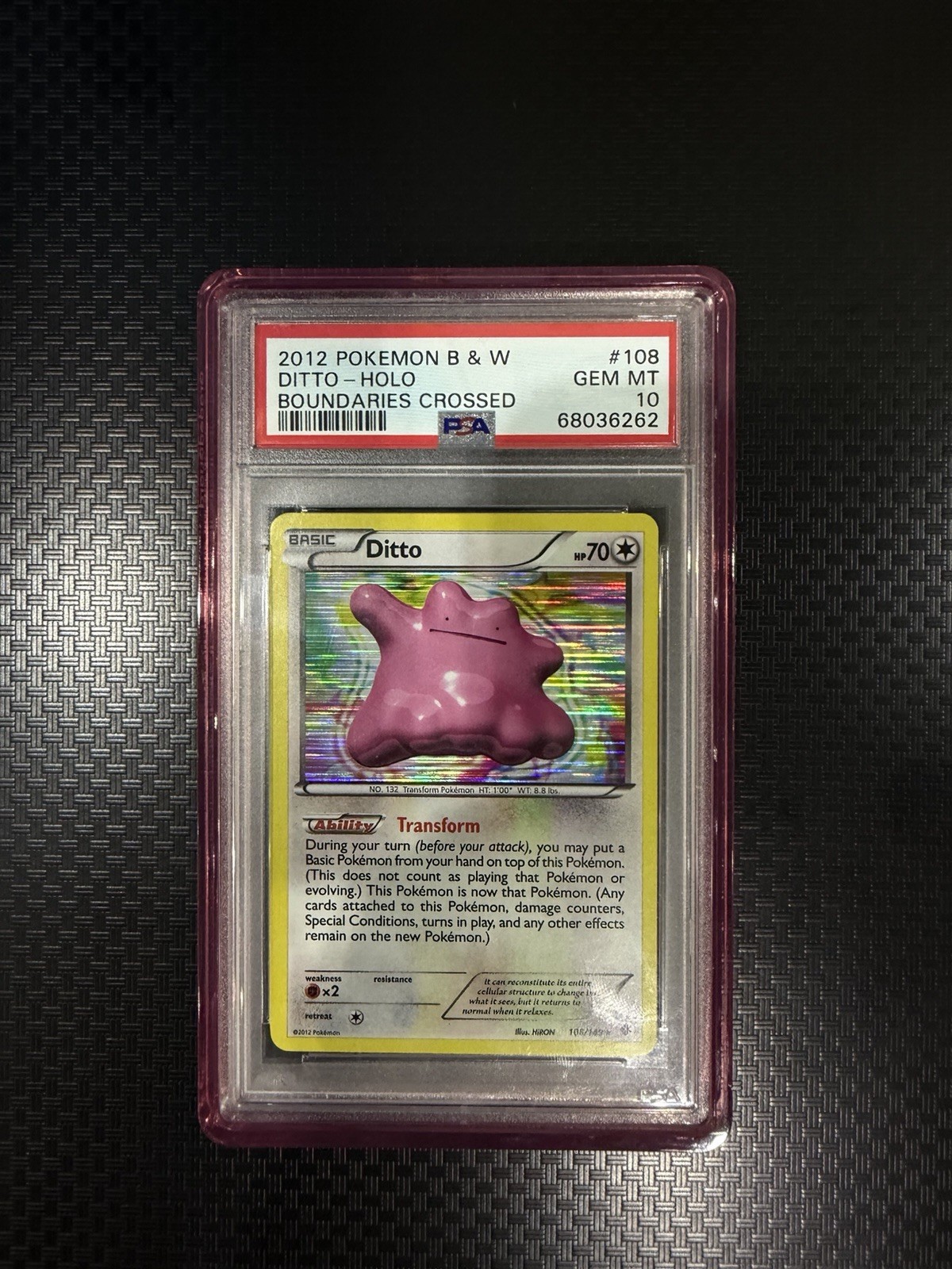2012 Pokemon Black & White Boundaries Crossed Ditto-Holo 108