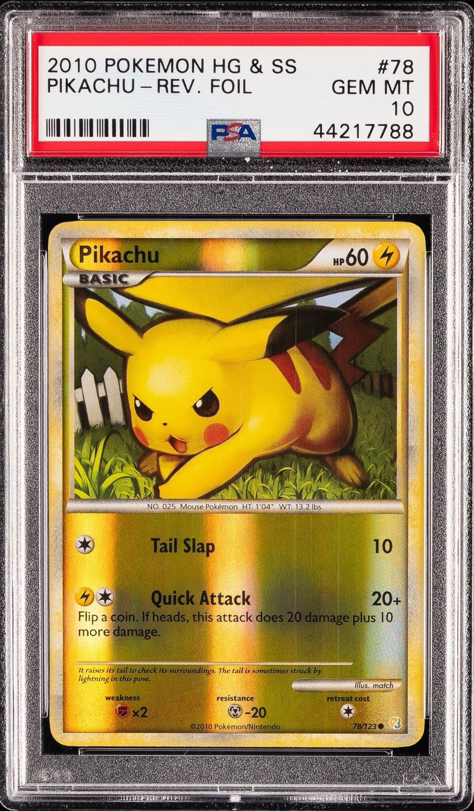 2010 Pokemon Heartgold & Soulsilver Pikachu-Reverse Foil 78
