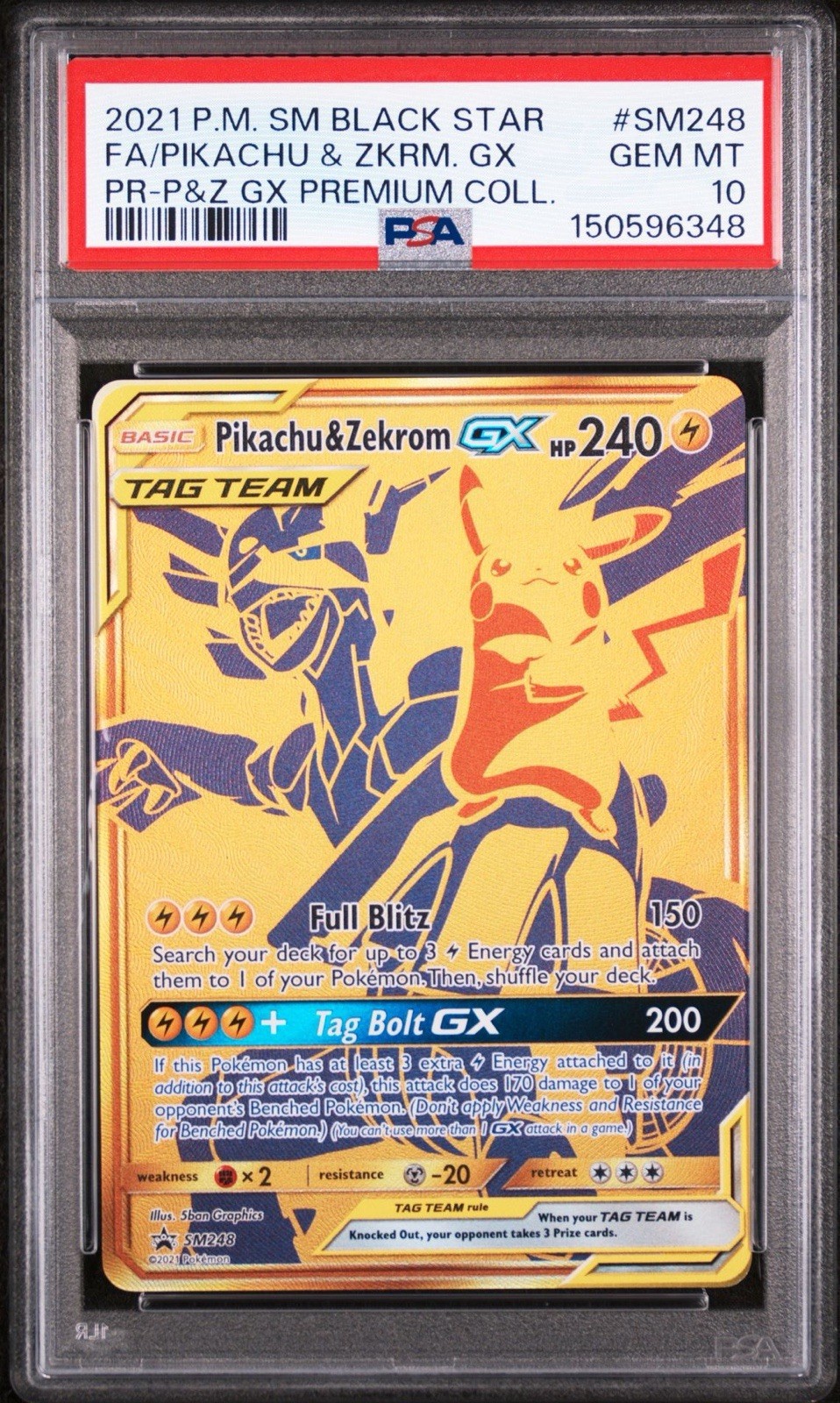 2021 Pokemon SM Black Star Promo Full Art/Pikachu & Zekrom GX Pikachu & Zekrom GX Premium Collection SM248
