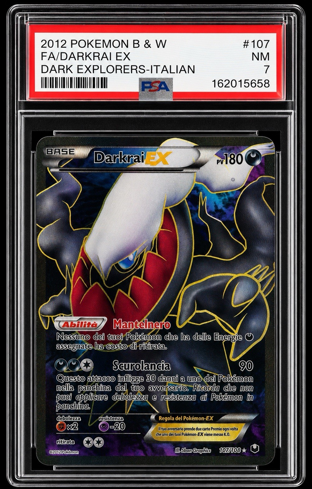 2012 Pokemon Black & White Dark Explorers Full Art/Darkrai EX Italian 107