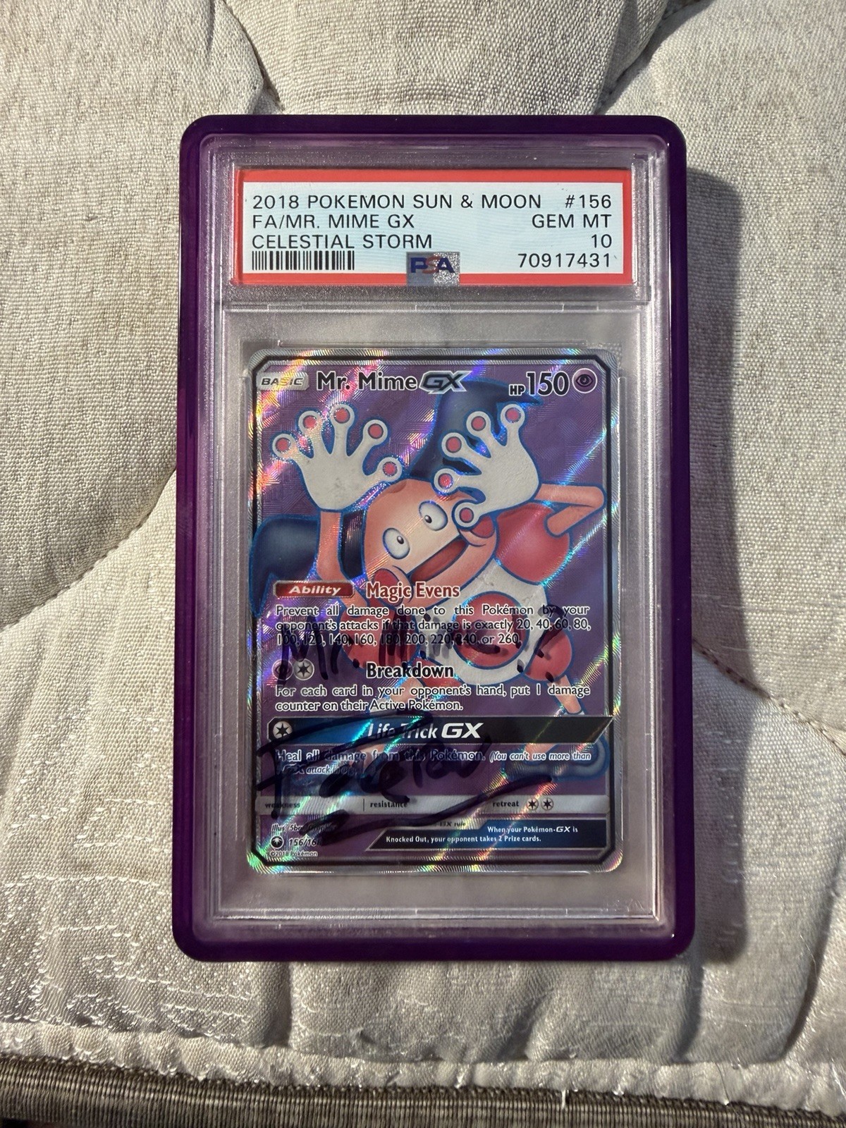 2018 Pokemon Sun & Moon Celestial Storm Full Art/Mr. Mime GX 156