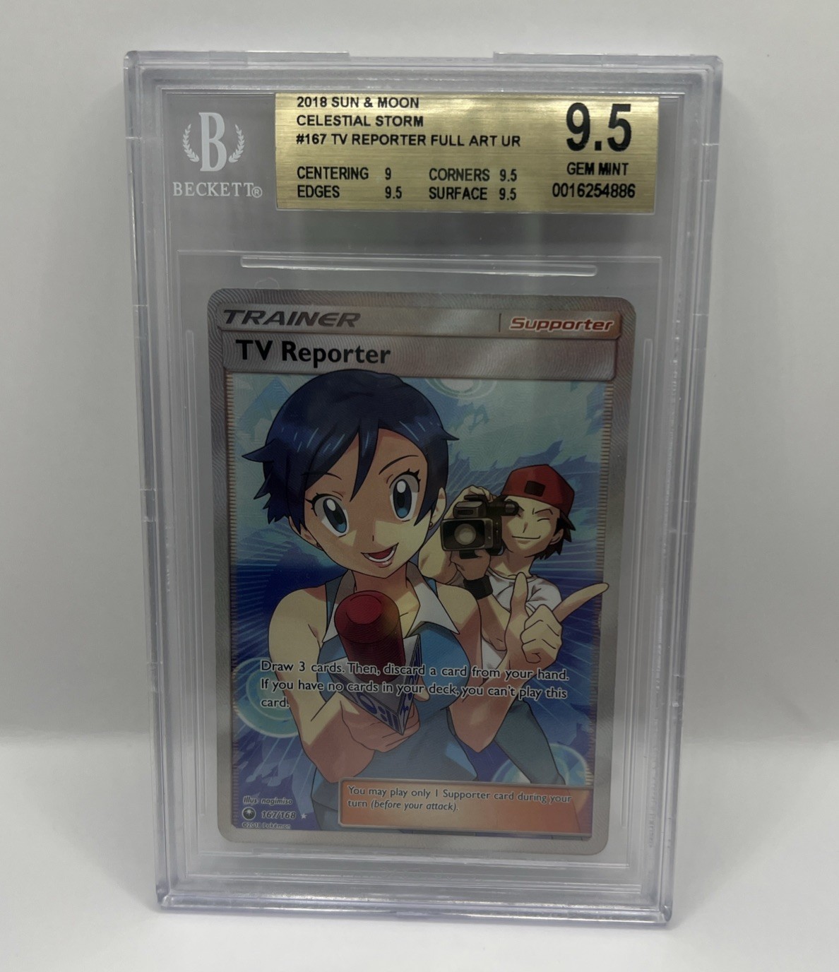 2018 Pokemon Sun and Moon Celestial Storm TV Reporter FULL ART UR 167