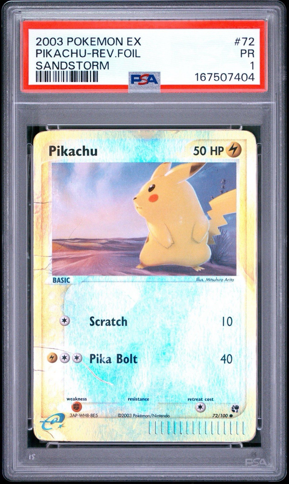 2003 Pokemon EX Sandstorm Pikachu-Reverse Foil 72