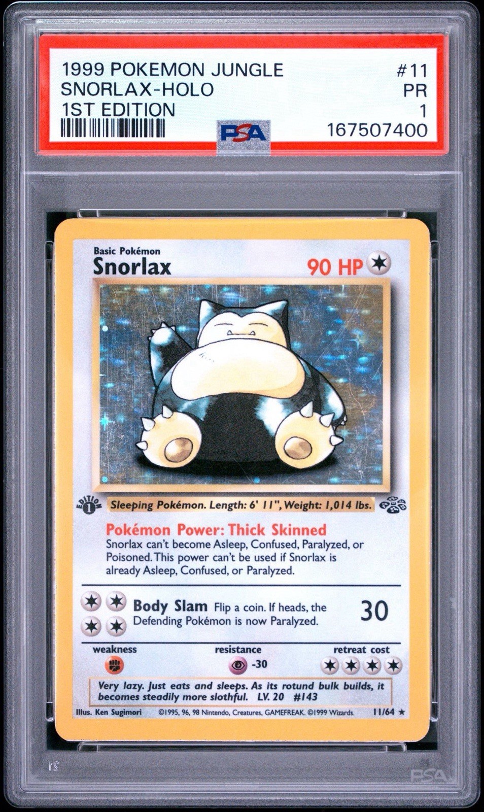 1999 Pokemon Jungle Snorlax-Holo 1st Edition 11