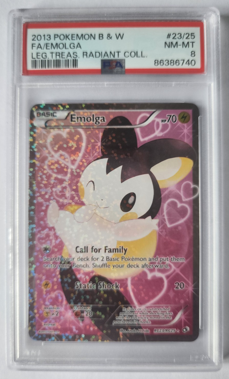 2013 Pokemon Black & White Legendary Treasures Radiant Collection Full Art/Emolga RC23