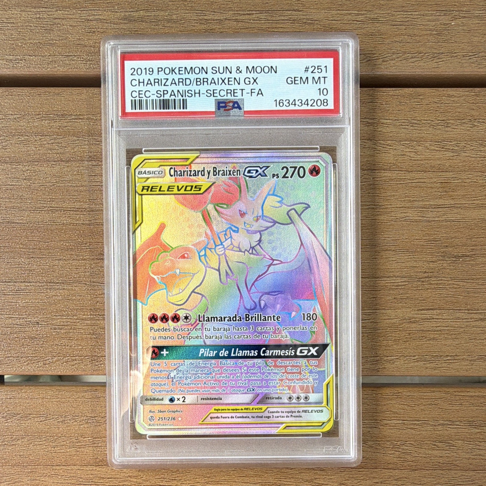 2019 Pokemon Sun & Moon Cosmic Eclipse Full Art/Charizard Y Braixen GX Spanish-Secret 251