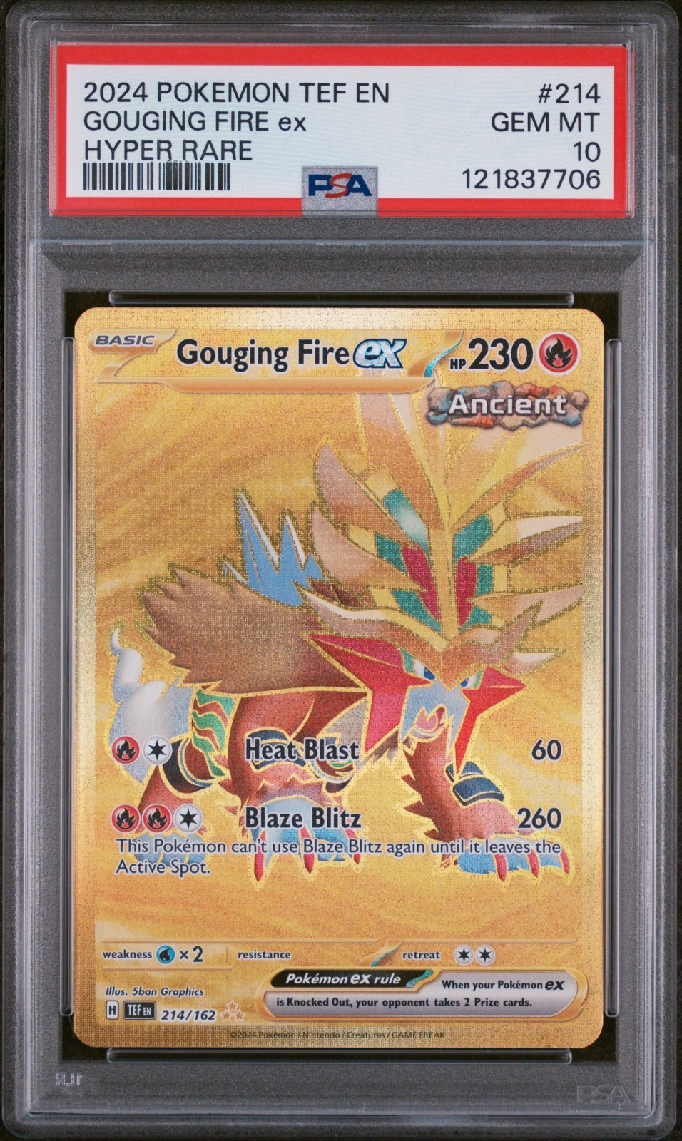 2024 Pokemon Tef EN-Temporal Forces Gouging Fire EX Hyper Rare 214