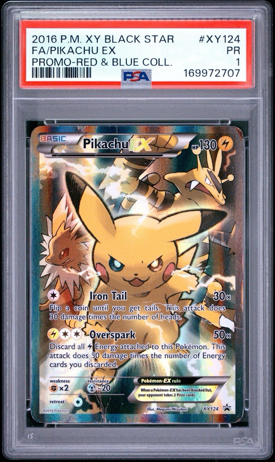 2016 Pokemon XY Black Star Promo Full Art/Pikachu EX Red & Blue Collection XY124