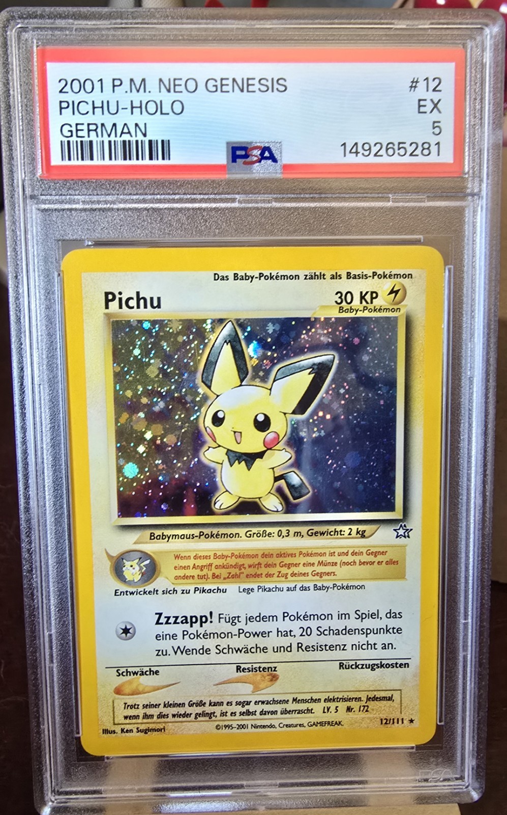 2001 Pokemon German Neo Genesis Pichu-Holo 12