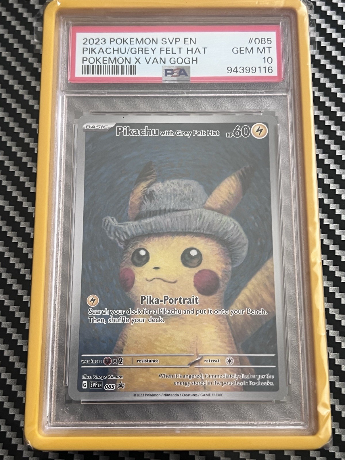 2023 Pokemon Svp EN-SV Black Star Promo Pikachu With Grey Felt Hat Pokemon X Van Gogh 085