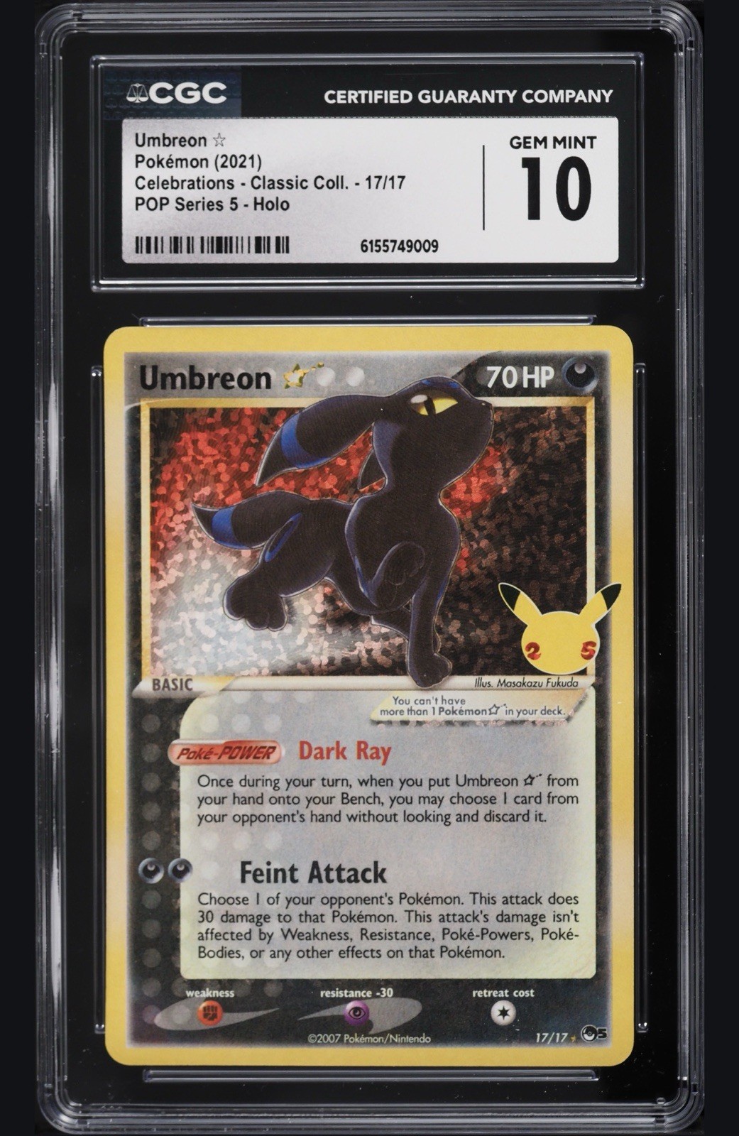 2021 Celebrations - Classic Collection - English Umbreon ☆ Ultra Rare POP Series 5 Holo 17/17