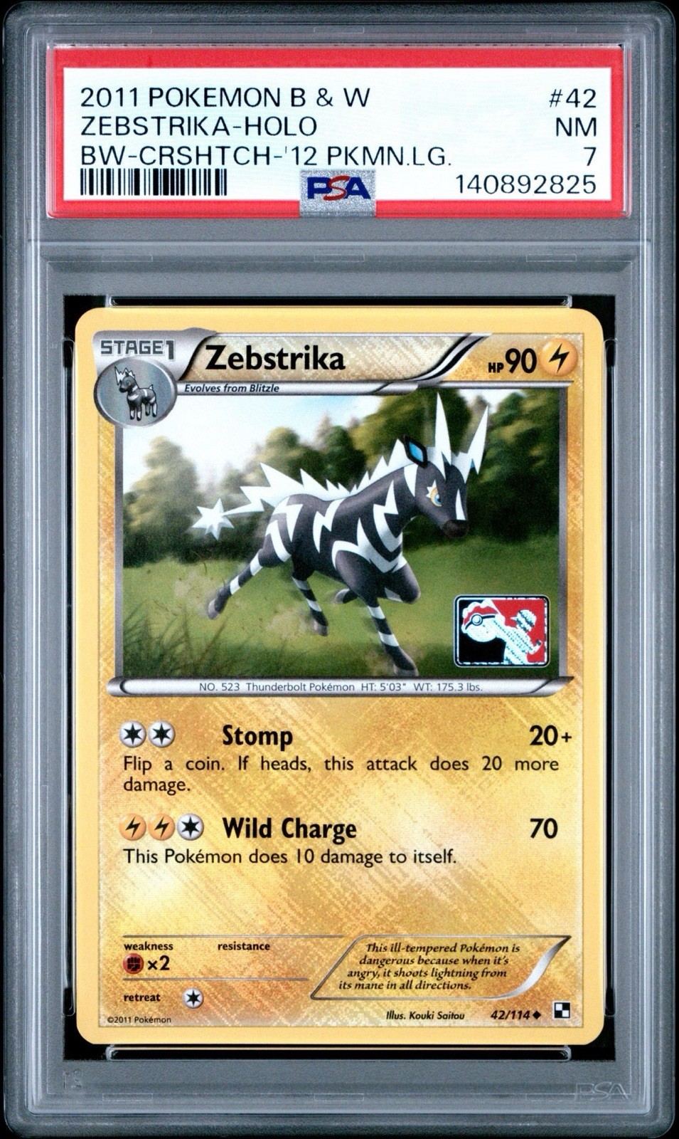 2011 Pokemon Black & White Zebstrika-Holo Crosshatch-2012 Pokemon League 42