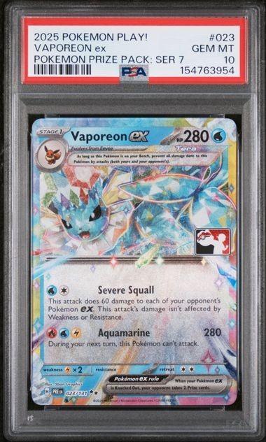 2025 Pokemon Play! Pokemon Prize Pack: Series 7 Vaporeon EX 023
