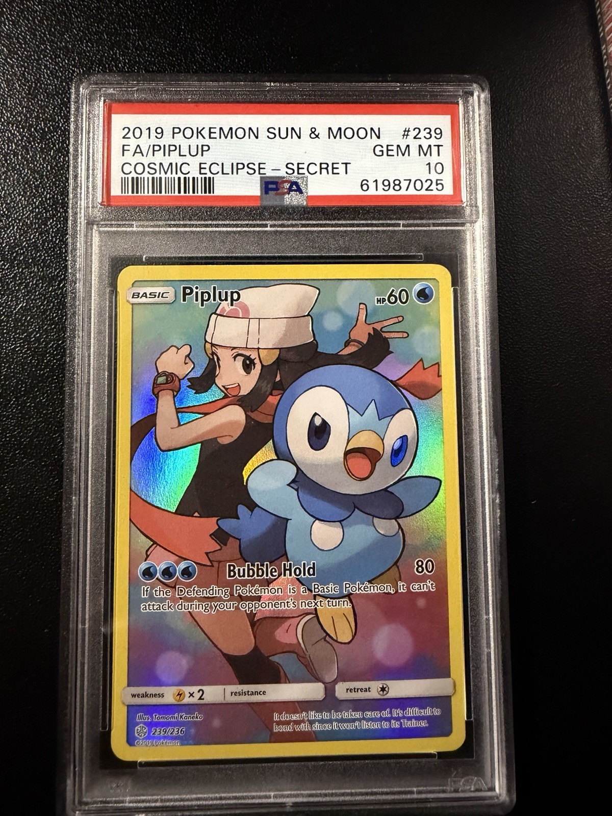 2019 Pokemon Sun & Moon Cosmic Eclipse Full Art/Piplup Secret 239
