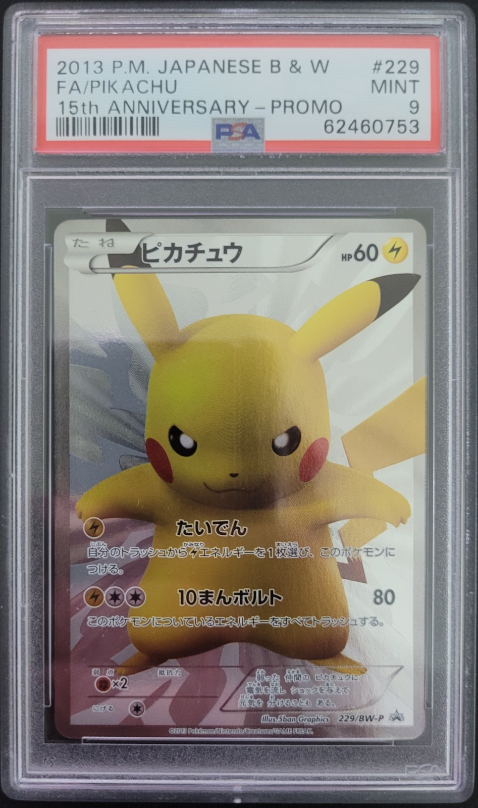 2013 Pokemon Japanese Black & White Promo Full Art/Pikachu 15th Anniversary 229