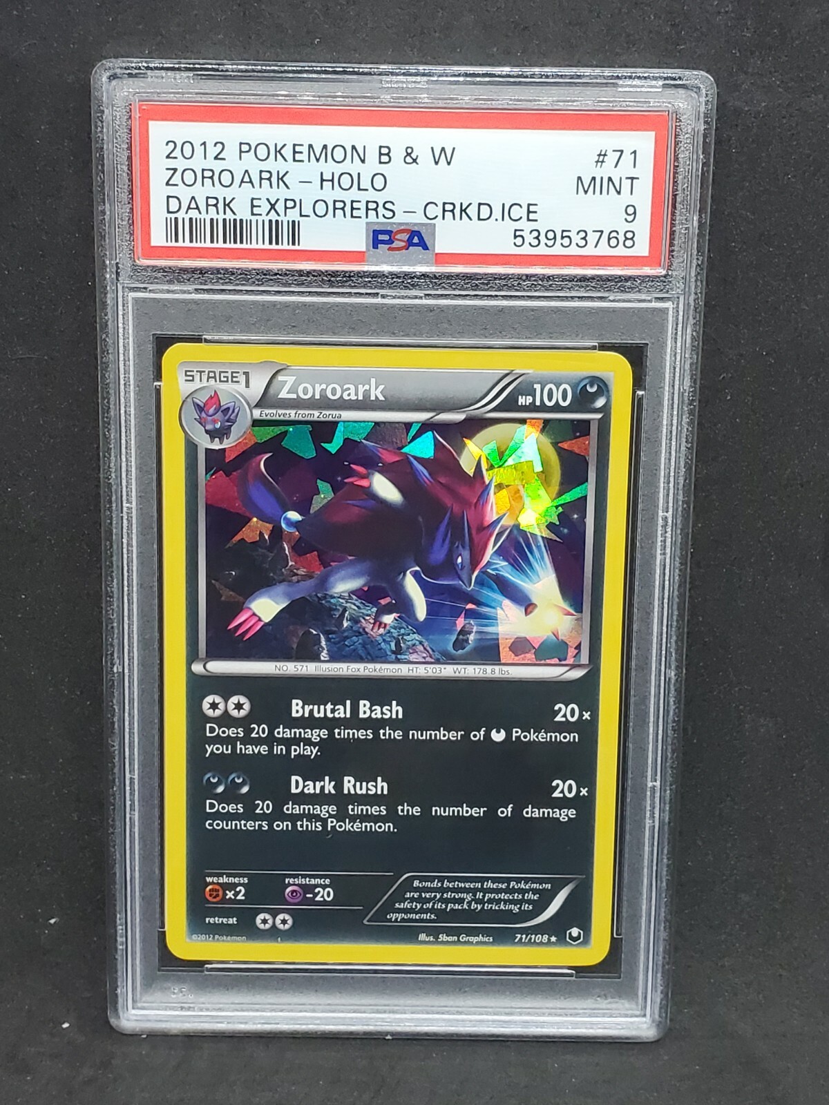 2012 Pokemon Black & White Dark Explorers Zoroark-Holo Cracked Ice 71