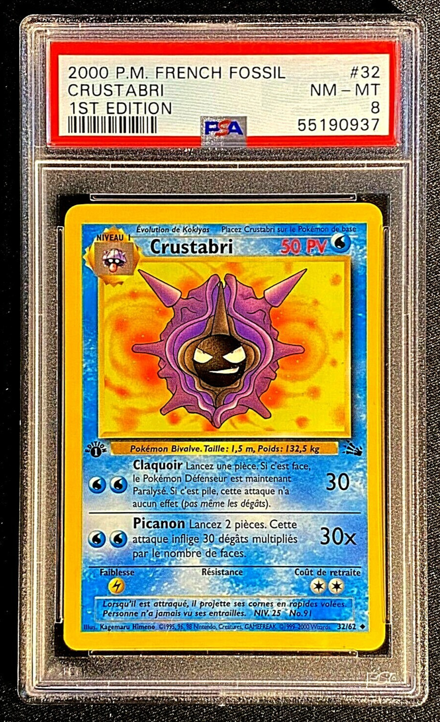2000 Pokemon French Fossil Crustabri 1st Edition 32