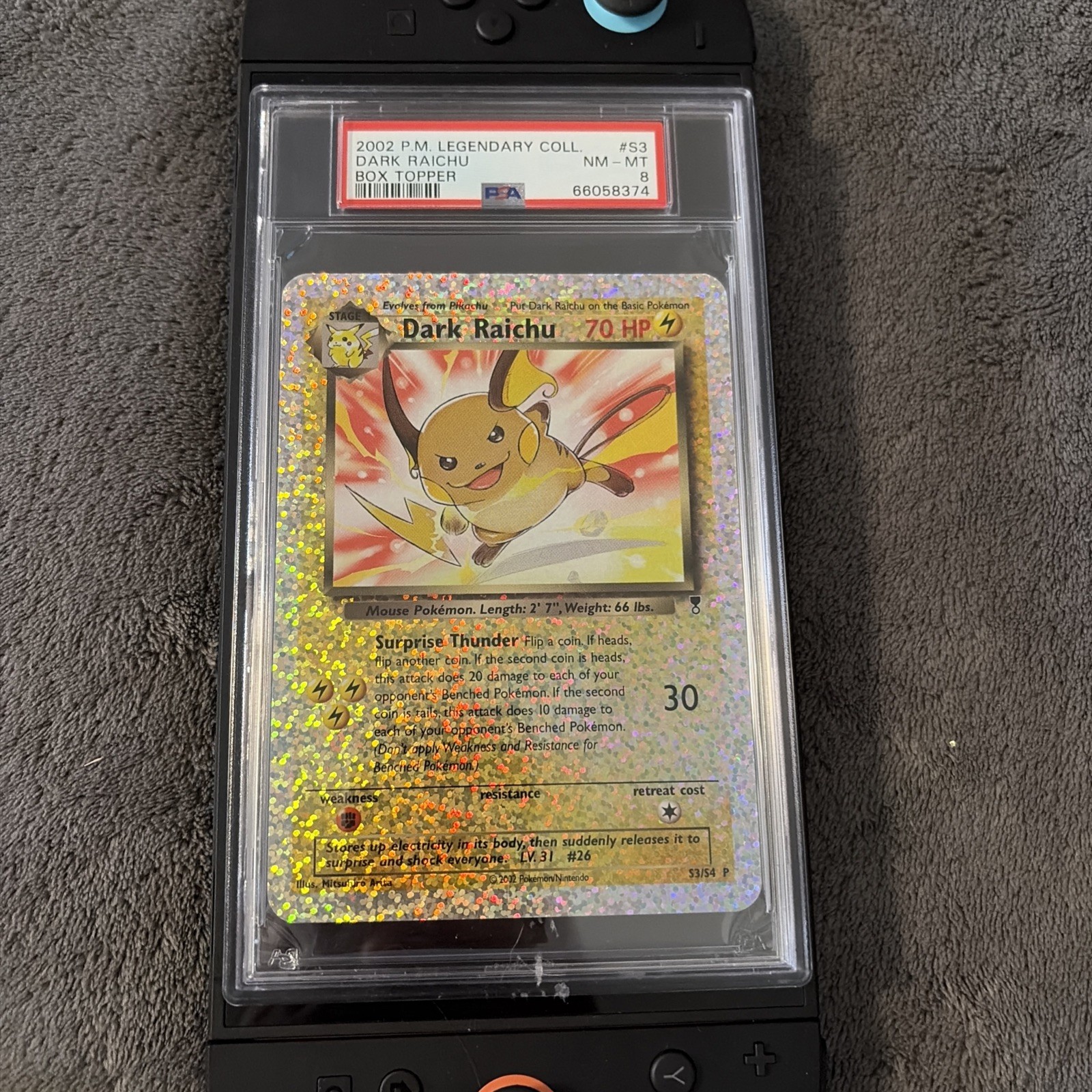2002 Pokemon Legendary Collection Box Topper Dark Raichu S3
