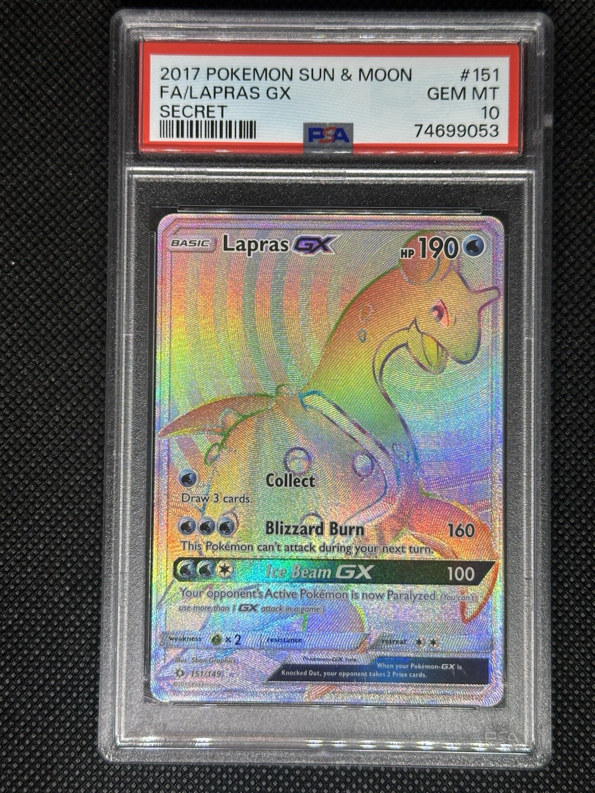 2017 Pokemon Sun & Moon Full Art/Lapras GX Secret 151